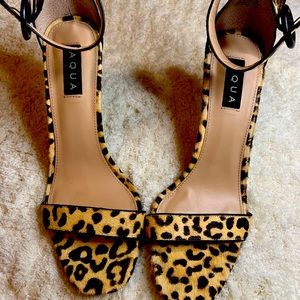 Aqua leopard low heel strap